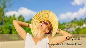  Presentation with vietnam - Colorful PPT theme enhanced with woman-with-traditionnal-vietnam-hat backdrop and a yellow colored foreground