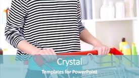  Presentation with supermarket trolley - Audience pleasing presentation design consisting of woman with trolley in supermarket close-up backdrop and a light blue colored foreground