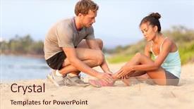  Presentation with sports injury - Audience pleasing slide set consisting of sports woman with twisted sprain backdrop and a lemonade colored foreground