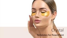  Presentation with collagen - Theme having woman-with-under-eye-collagen background and a coral colored foreground