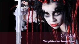  Presentation with shaman - Slides enhanced with woman with voodoo shaman make-up isolated on black background and a wine colored foreground