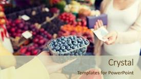  Presentation with food market - Amazing PPT layouts having woman with wallet and money backdrop and a soft green colored foreground