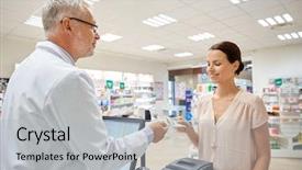  Presentation with health-care - Theme with woman with wallet giving money background and a light gray colored foreground