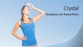  Presentation with blue water - Beautiful slide set featuring woman with water against blue backdrop and a  colored foreground