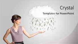  Presentation with rain - Cool new presentation theme with white cloud and money rain backdrop and a light gray colored foreground
