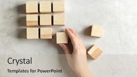  Presentation with unity - Audience pleasing presentation theme consisting of woman with wooden cubes backdrop and a mint green colored foreground