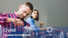  Presentation with maintenance - Presentation design featuring woman with wrench repairing airline background and a  colored foreground