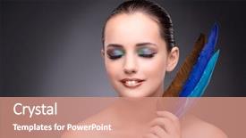  Presentation with islamic feather - Presentation theme enhanced with woman with writing feather quill background and a coral colored foreground