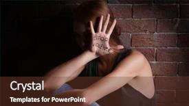  Presentation with stop crime - PPT layouts with woman with written words stop background and a tawny brown colored foreground