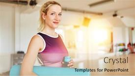  Presentation with classroom - Colorful PPT theme enhanced with woman with yoga mat backdrop and a lemonade colored foreground