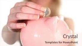  Presentation with saving - Cool new presentation with woman witha piggy bank saving money backdrop and a lemonade colored foreground