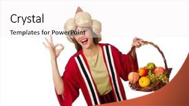  Presentation with wizard - Audience pleasing PPT theme consisting of woman wizard in red clothing isolated on white backdrop and a white colored foreground