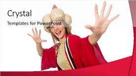  Presentation with wizard - Colorful theme enhanced with woman-wizard-in-red-clothing backdrop and a white colored foreground