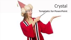  Presentation with wizard - Amazing theme having woman wizard in red clothing backdrop and a white colored foreground