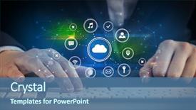  Presentation with keyboard - Colorful theme enhanced with woman woman typing on keyboard backdrop and a  colored foreground