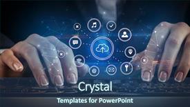  Presentation with keyboard - Presentation having woman woman typing on keyboard background and a  colored foreground