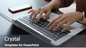  Presentation with cyber stalking computer laptop suffering - Audience pleasing slide set consisting of woman work on laptop computer backdrop and a dark gray colored foreground