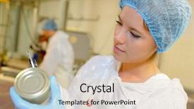  Presentation with canning - Amazing presentation design having woman worker of a canning backdrop and a lemonade colored foreground