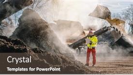  Presentation with compost - Colorful PPT theme enhanced with woman-worker-standing-with-clipboard backdrop and a tawny brown colored foreground