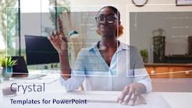  Presentation with home office - Presentation theme with woman-working-from-home-office background and a sky blue colored foreground