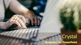  Presentation with social influence - Amazing slides having woman-working-in-a-home backdrop and a tawny brown colored foreground