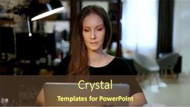  Presentation with blogger - PPT layouts with woman-working-in-home-office background and a tawny brown colored foreground