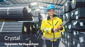  Presentation with logistics warehouse - Presentation enhanced with woman-working-in-logistics-warehouse background and a ocean colored foreground