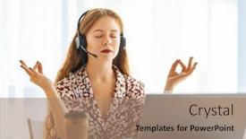  Presentation with breathing - Slide deck with woman-working-in-the-office background and a coral colored foreground