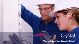  Presentation with electricity metering - Cool new theme with woman working on an electricity backdrop and a  colored foreground