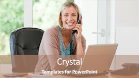  Presentation with animated - Cool new PPT theme with woman working on her computer backdrop and a coral colored foreground