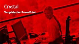  Presentation with woman office desk - Colorful slide deck enhanced with woman working on her desk backdrop and a  colored foreground