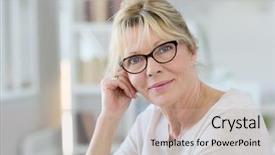  Presentation with cyber stalking computer laptop suffering - PPT theme with woman working on laptop computer background and a  colored foreground