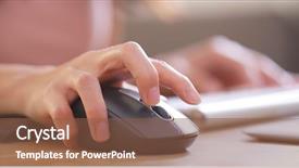  Presentation with cyber stalking computer laptop suffering - Colorful presentation theme enhanced with woman working on laptop computer backdrop and a tawny brown colored foreground