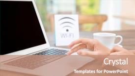  Presentation with zone - Slide set consisting of woman working on laptop background and a coral colored foreground