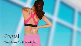  Presentation with back pain - Theme with woman working out and having some back pain background and a light blue colored foreground