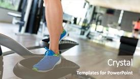  Presentation with gym out and back - Amazing presentation theme having woman working out on elliptical backdrop and a  colored foreground