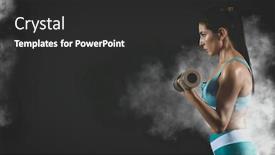  Presentation with sports - Cool new slide set with woman-working-out-with-dumbbell backdrop and a dark gray colored foreground