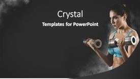  Presentation with sports - Amazing presentation theme having woman-working-out-with-dumbbell backdrop and a dark gray colored foreground