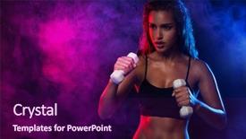  Presentation with blue wave - Presentation theme consisting of woman working out with dumbell background and a wine colored foreground