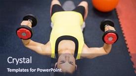  Presentation with gym - Cool new PPT layouts with woman working out with weights backdrop and a  colored foreground
