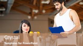  Presentation with exercise trainer - Theme featuring woman-working-out background and a coral colored foreground