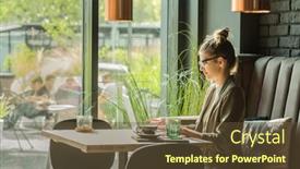  Presentation with social life - Beautiful theme featuring woman-working-talking-on-video backdrop and a tawny brown colored foreground