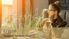  Presentation with social life - Presentation design featuring woman-working-talking-on-video background and a yellow colored foreground