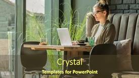  Presentation with social life - Beautiful theme featuring woman-working-talking-on-video backdrop and a tawny brown colored foreground