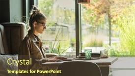  Presentation with social life - Amazing slides having woman-working-talking-on-video backdrop and a tawny brown colored foreground