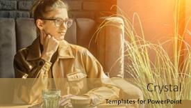  Presentation with social life - Audience pleasing PPT layouts consisting of woman-working-talking-on-video backdrop and a yellow colored foreground