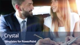  Presentation with car business - Slide set enhanced with woman working with a client background and a  colored foreground