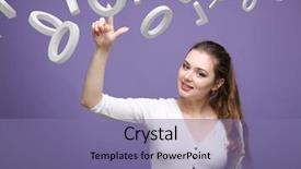  Presentation with coding binary code blue polygonal - Beautiful presentation theme featuring woman working with binary code backdrop and a coral colored foreground