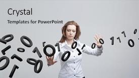  Presentation with coding binary code blue polygonal - PPT layouts featuring woman working with binary code background and a light gray colored foreground