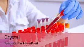  Presentation with working woman - Amazing theme having woman working with blood samples backdrop and a red colored foreground